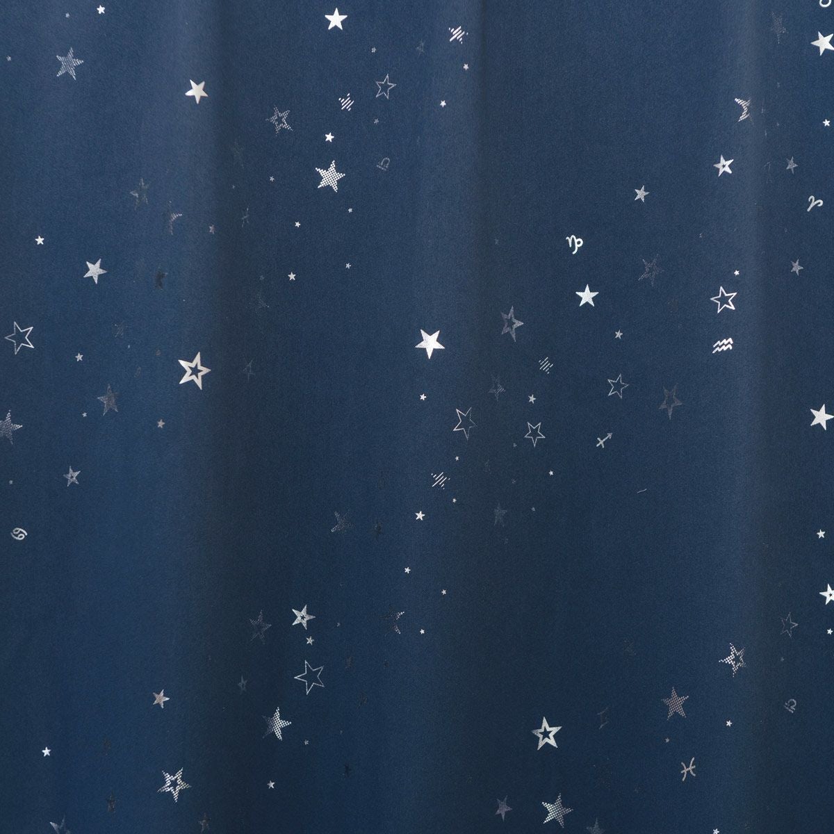 星空柄1級遮光銀箔プリント遮光カーテン スターダスト（D-1533