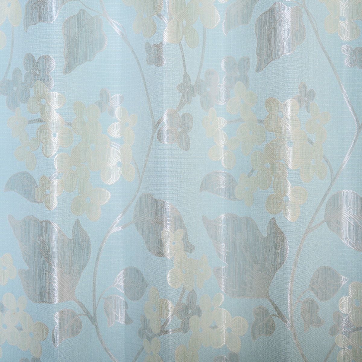 光沢が美しい花柄のジャガード織裏地付き3級遮光カーテン フラン（D