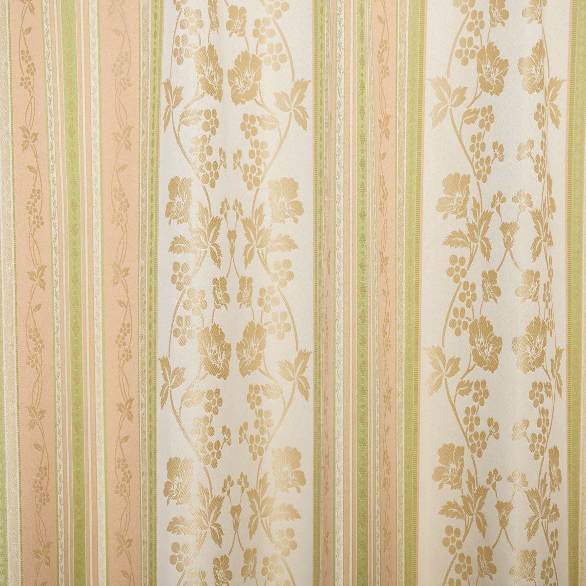 花柄ストライプのジャガード織カーテン遮光率100% 完全1級遮光カーテン