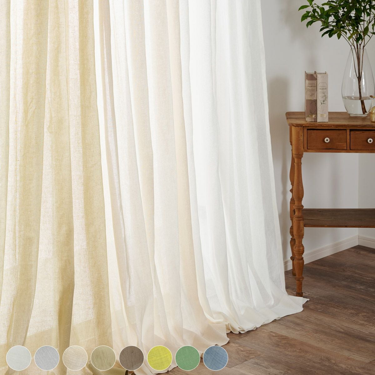 8色 天然素材リネン100%カーテン リネンガーゼ （L-1290）｜カーテン