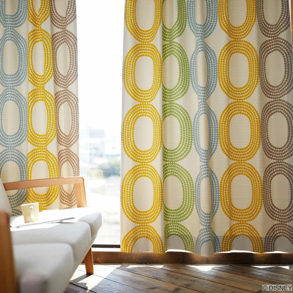 ディズニーカーテン 2級遮光カーテン ドットリング[ミッキー]（D-1196