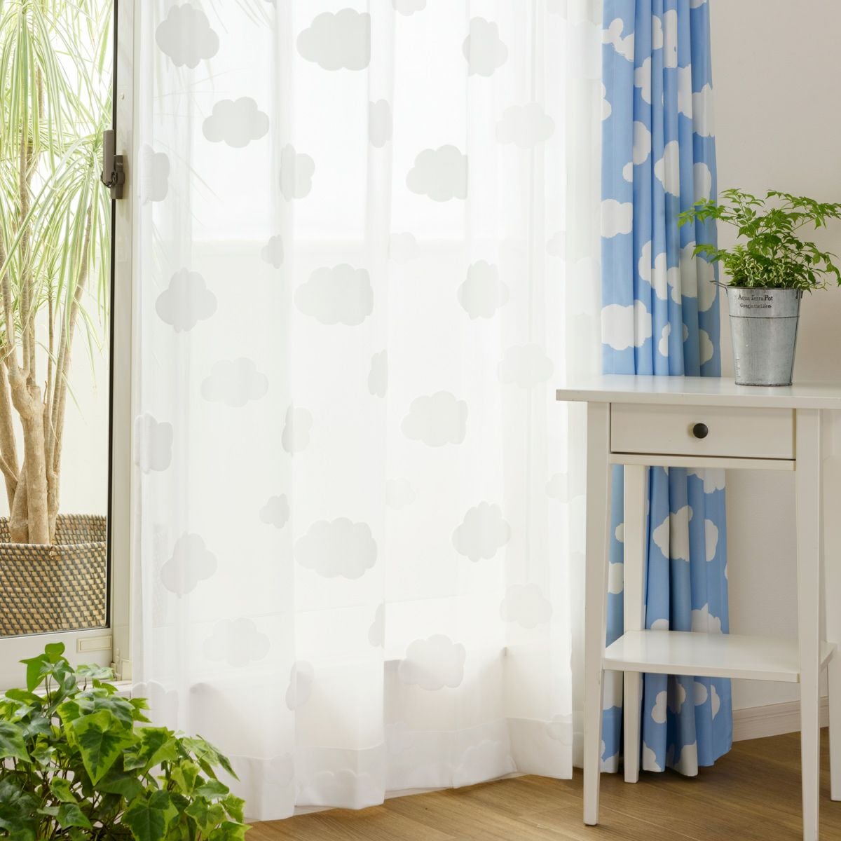 パイル調遮像レースカーテン モコモコくも（L-1297)｜カーテン通販専門