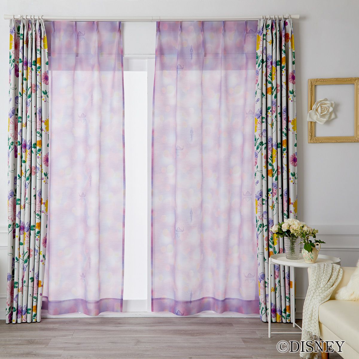 ディズニーレースカーテン シーザライトボイル〔プリンセス〕（L-1296