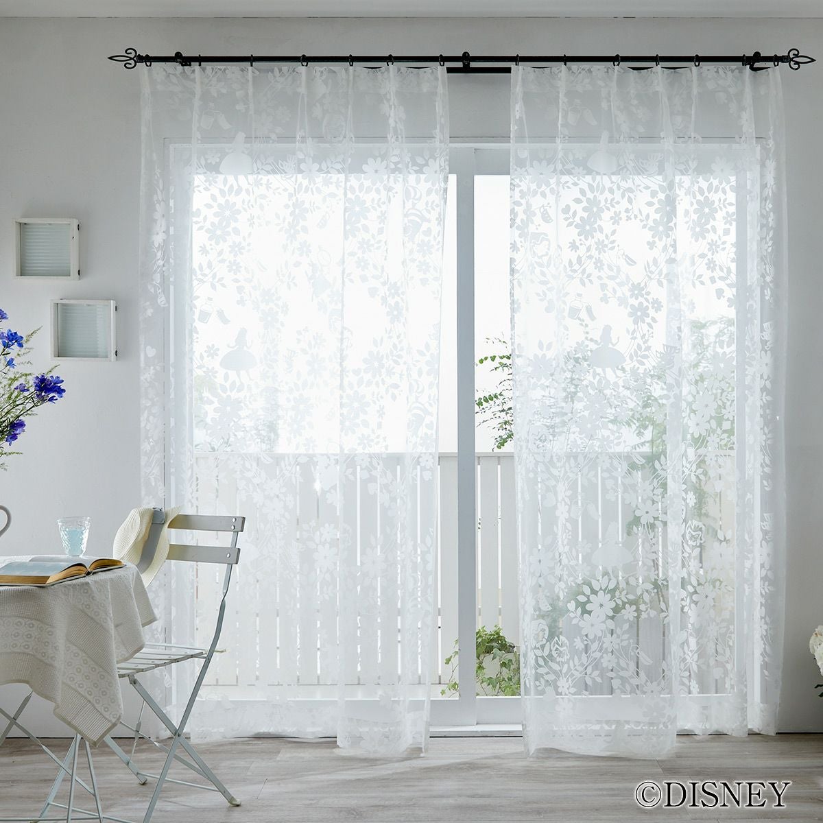 ディズニーレースカーテン スウィートフラワーボイル〔アリス〕（L