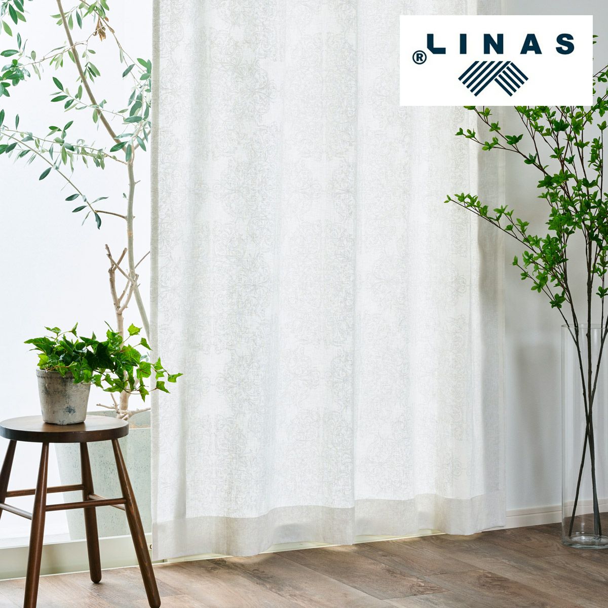 リトアニアリネン（LINAS社）を使用 繊細なダマスク柄が美しいリネン
