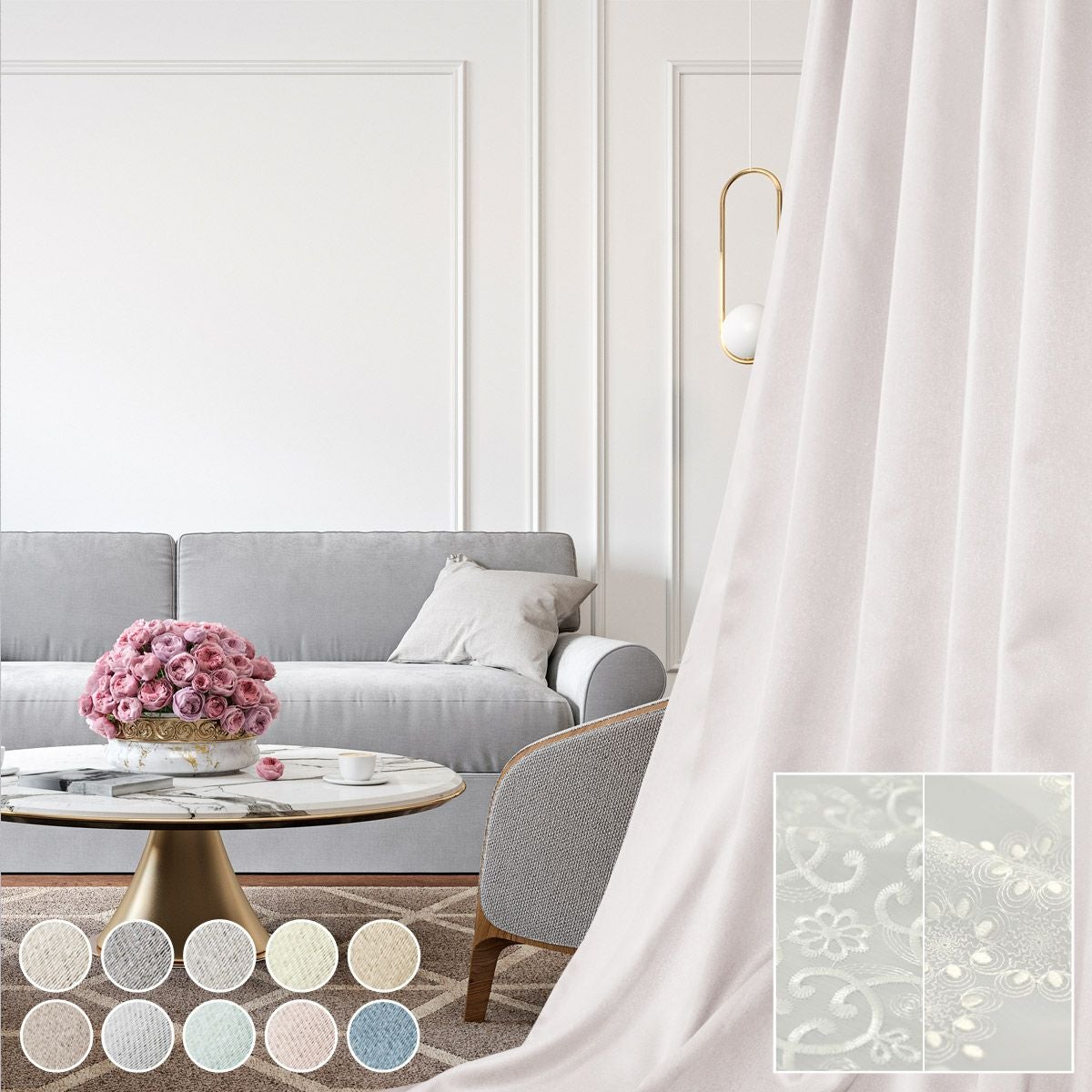 set》10色 ホワイトインテリアをおしゃれにする1・2級遮光カーテン