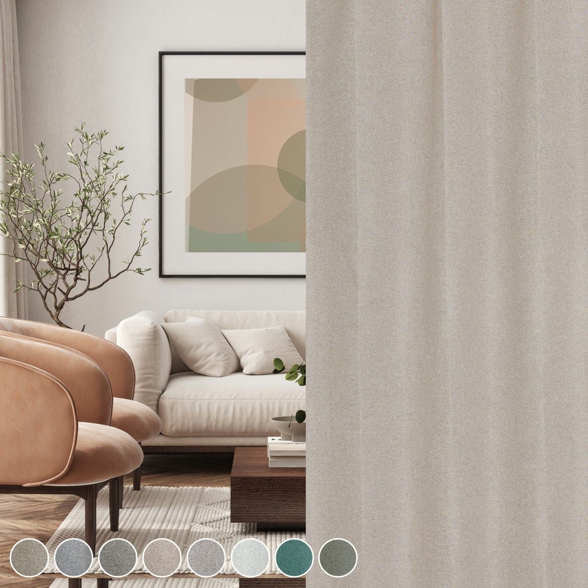 8色 グレー系のモダンインテリアに合うシームレス完全遮光カーテン