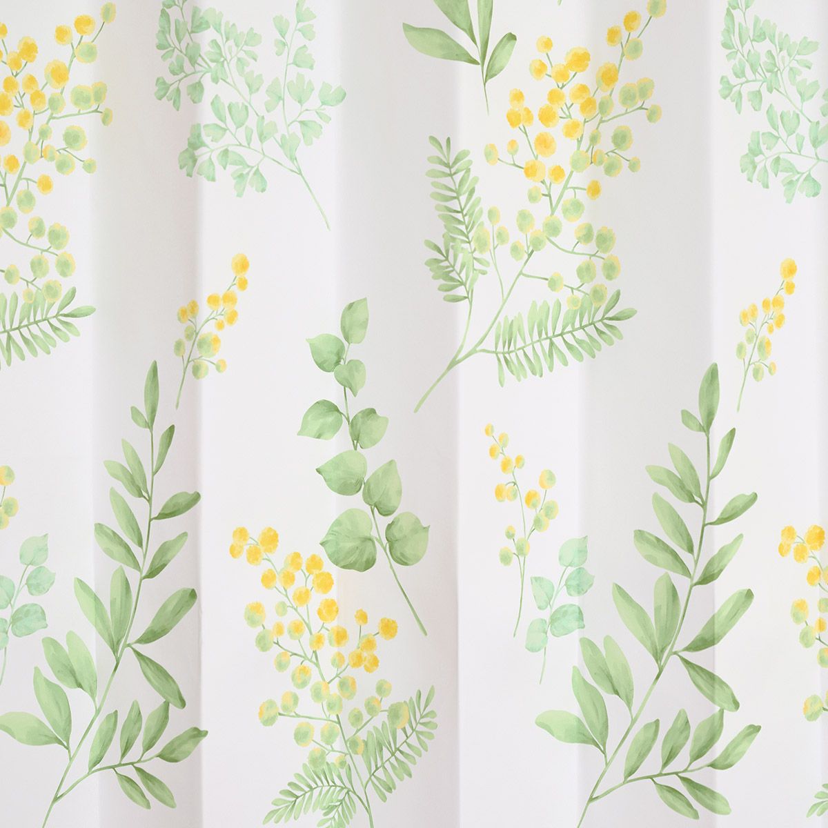 水彩タッチのミモザが優しく彩る完全1級遮光カーテン ミモザ（D-1160
