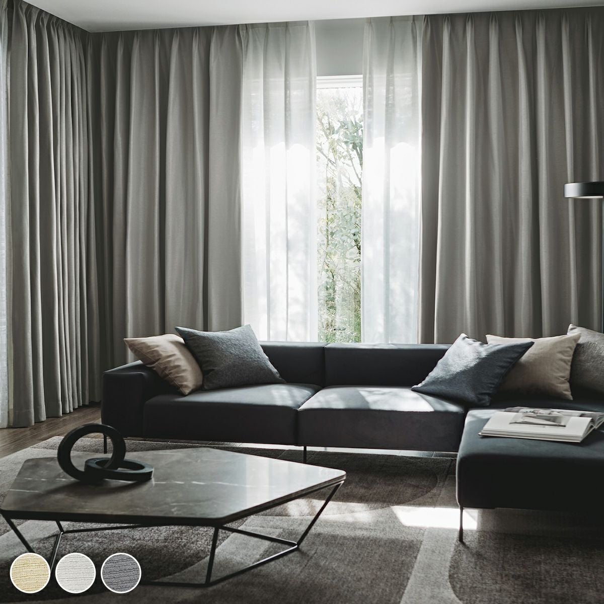 大人の空間を彩るナチュラルシックな防炎1級遮光カーテン シャントル