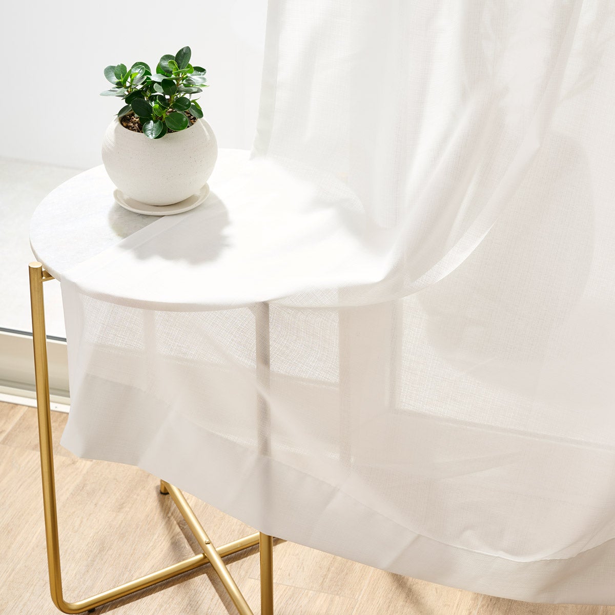 軽やかなリネンライク遮熱・UVカットレースカーテン カービー(L-1295)